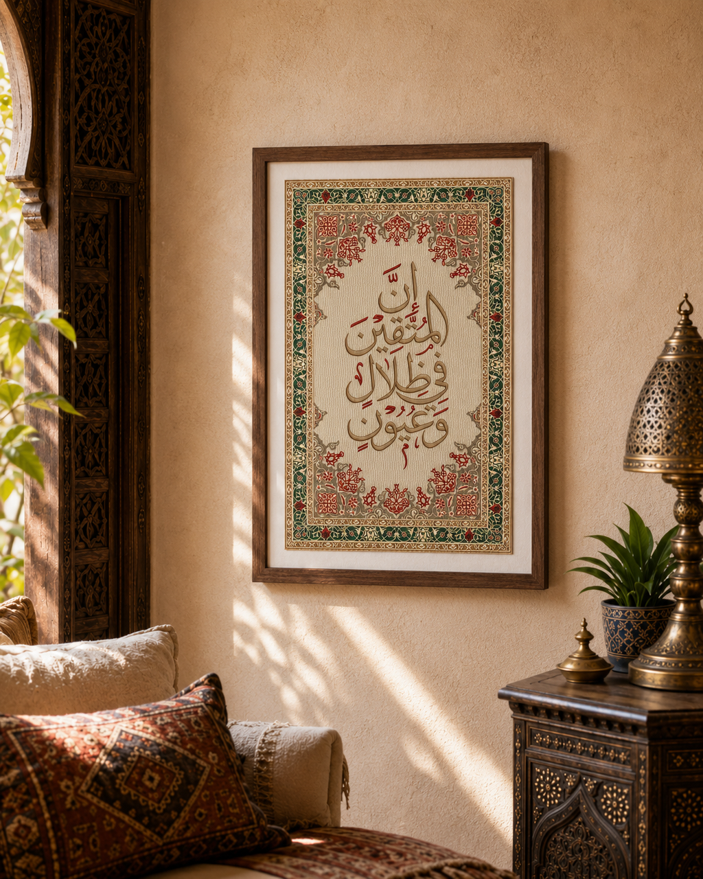 لوحة تطريز | إن المُتقين في ظلالٍ وعيون