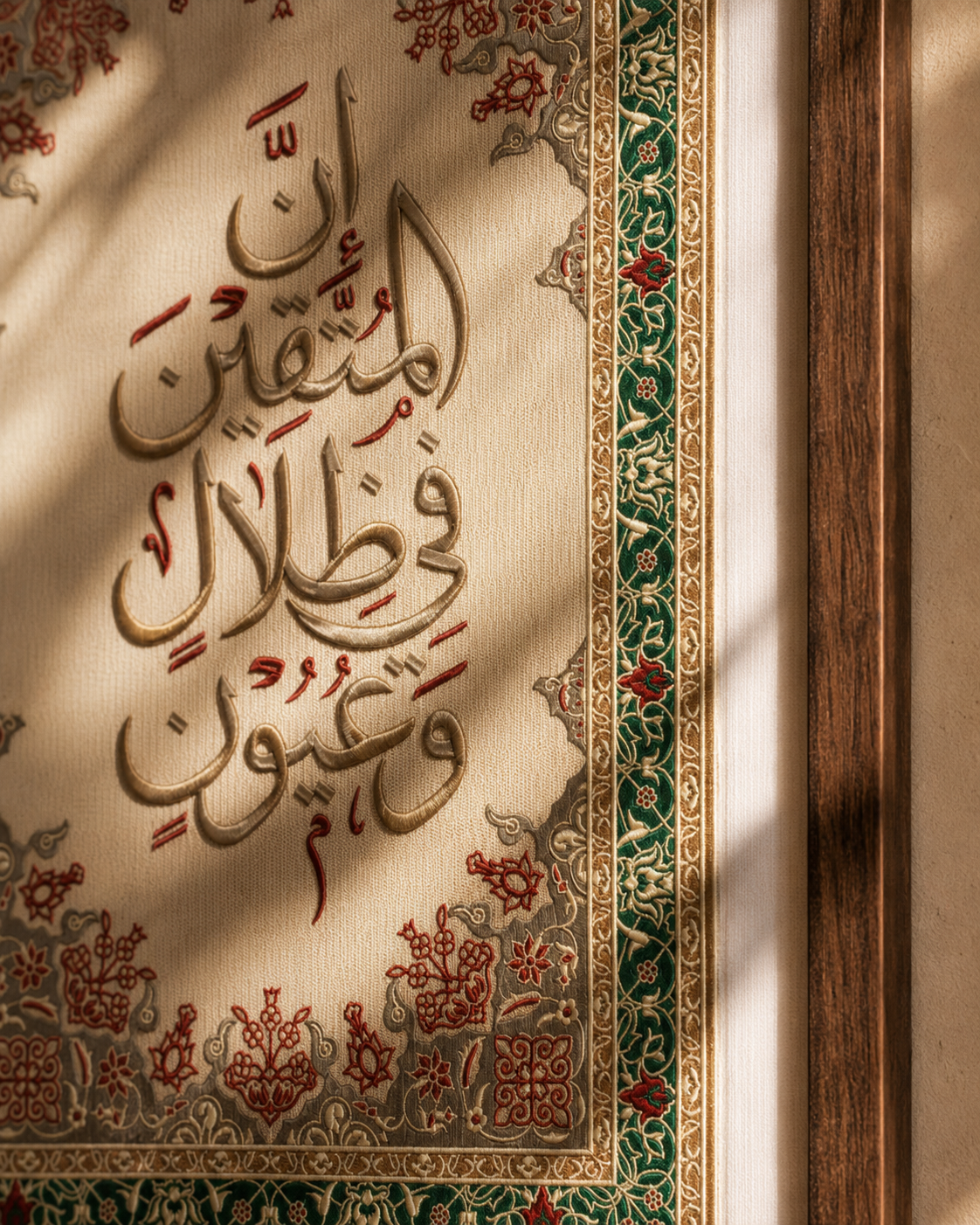 لوحة تطريز | إن المُتقين في ظلالٍ وعيون